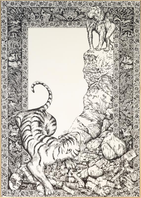 Pietro Ruffo, Nature detests emptiness (Tiger and monkey), 2021